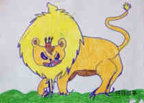 凶猛威武的狮子儿童画画图片大全步骤1