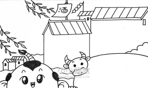 儿童清明节简笔画画法图片步骤步骤2
