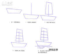 航行帆船简笔画画法图片步骤步骤2