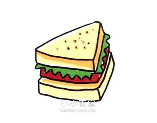 绘本故事美味三明治简笔画画法图片步骤