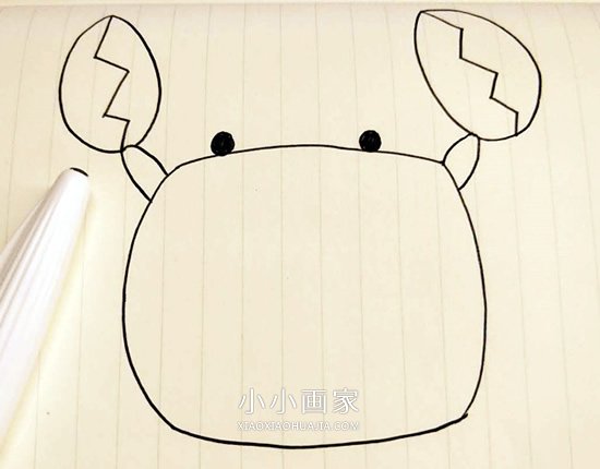 可爱小螃蟹简笔画画法图片步骤步骤3