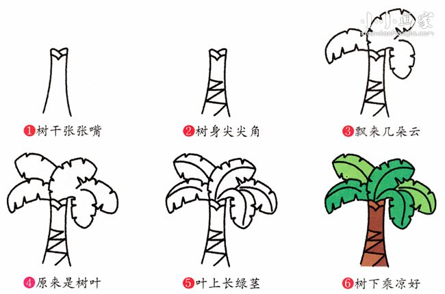 绘本故事彩色芭蕉树简笔画画法图片步骤