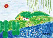 绘本故事美丽的春天风景儿童蜡笔画作品图片欣赏