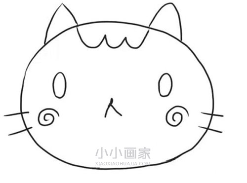 拿着小鱼的卡通猫咪简笔画画法图片步骤步骤3