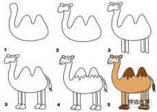 彩色的站立骆驼简笔画画法图片步骤