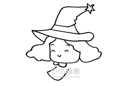 飞行的小魔女简笔画画法图片步骤步骤4