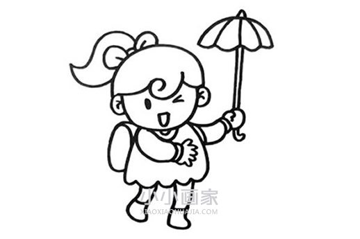 打伞的小女孩简笔画画法图片步骤步骤4