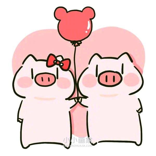 超萌小猪简笔画图片步骤6