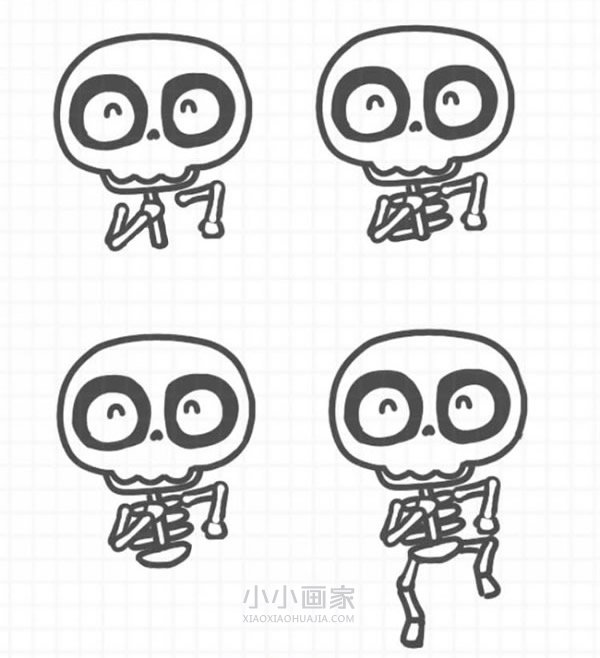 卡通快乐骷髅简笔画画法图片步骤步骤3