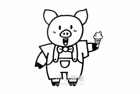 吃冰激凌的小猪简笔画画法图片步骤步骤5
