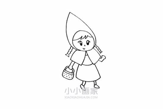 彩色小红帽简笔画画法图片步骤步骤5