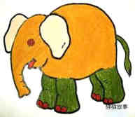 卡通泰国大象儿童蜡笔画画图片大全欣赏步骤1