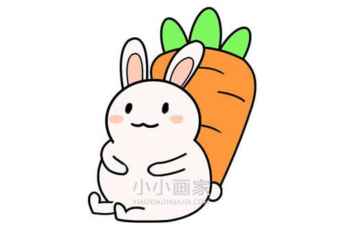 绘本故事背靠胡萝卜的小白兔简笔画画法图片步骤