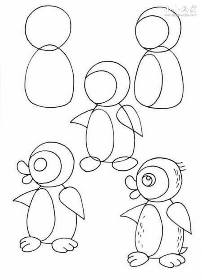 绘本故事萌萌小企鹅简笔画画法图片步骤
