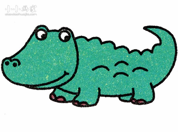 彩色卡通小鳄鱼简笔画画法图片步骤步骤1