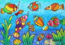 绘本故事漂亮的海底世界鱼群儿童画作品图片