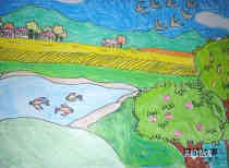 绘本故事获奖二年级秋天的田野景色儿童画作品图片