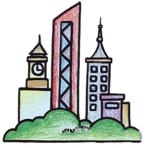 高楼大厦的简笔画画法图片步骤步骤1