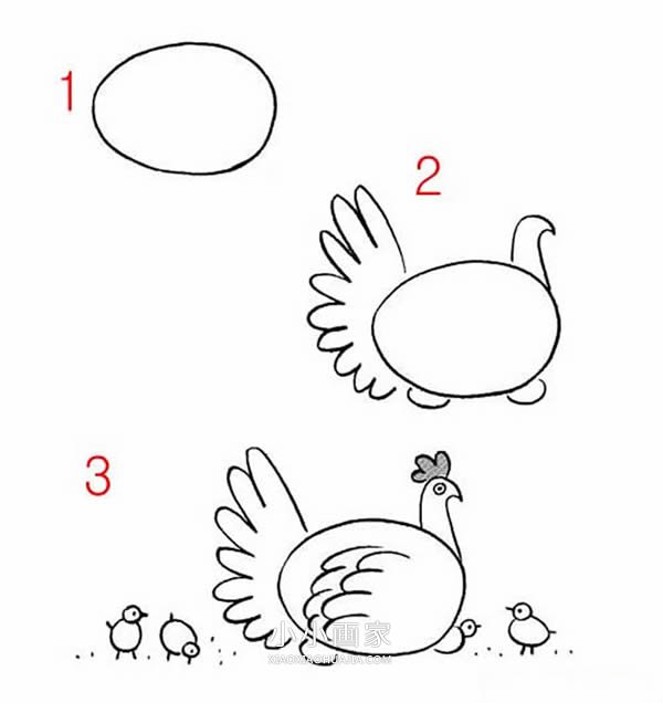 鸡妈妈简笔画画法图片步骤步骤1