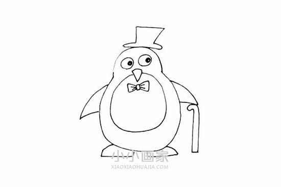 可爱企鹅先生简笔画画法图片步骤步骤7