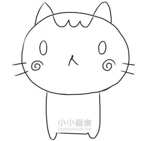 拿着小鱼的卡通猫咪简笔画画法图片步骤步骤4