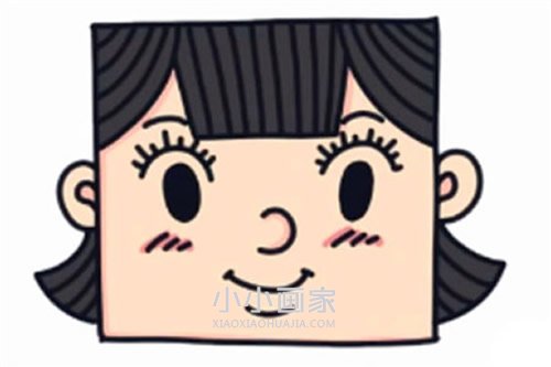 绘本故事方方脸卡通女孩简笔画画法图片步骤