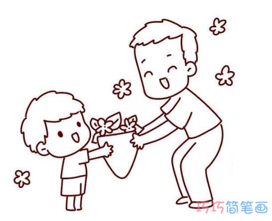 绘本故事父亲节给爸爸送礼物鲜花简笔画画法教程涂颜色