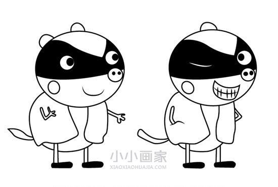 小猪佩奇獾Bentley和Barney简笔画画法图片步骤步骤1