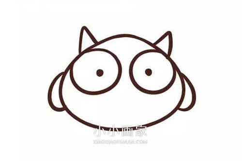 卡通小猫头鹰简笔画画法图片步骤步骤4