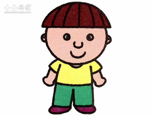 西瓜头小弟弟简笔画画法图片步骤步骤1