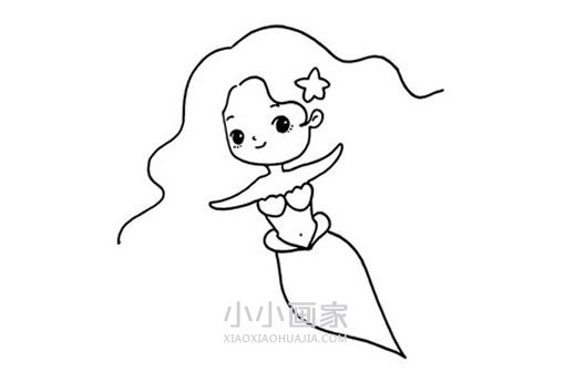 卡通美人鱼简笔画画法图片步骤步骤5