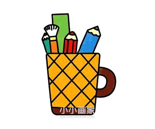 绘本故事彩色笔筒简笔画画法图片步骤