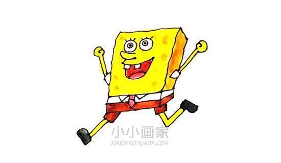 绘本故事奔跑的海绵宝宝简笔画画法图片步骤