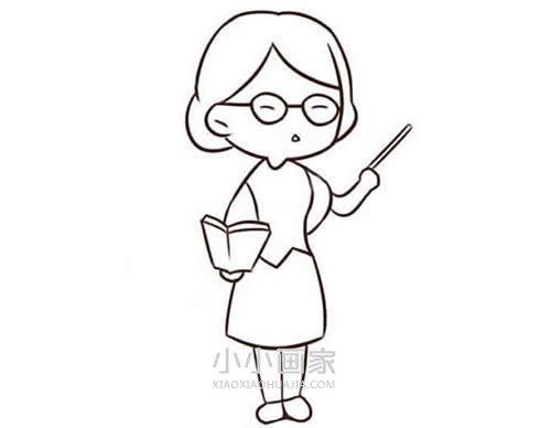 教师节女老师简笔画画法图片步骤步骤4