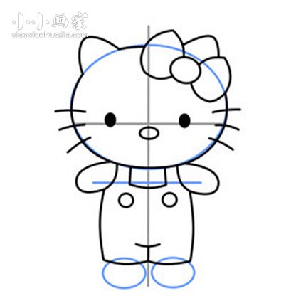 彩色的Hello Kitty简笔画画法图片步骤步骤8