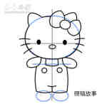 彩色的Hello Kitty简笔画画法图片步骤步骤8
