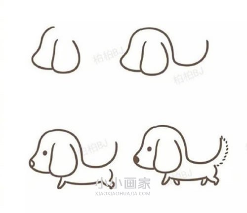 九种卡通小狗简笔画画法图片步骤步骤3