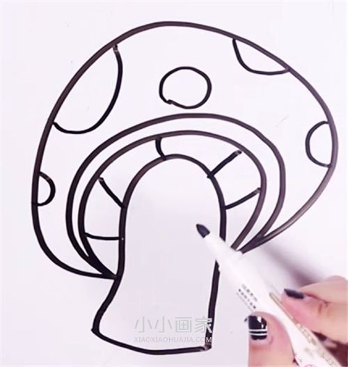 两只卡通蘑菇的简笔画画法图片步骤步骤5