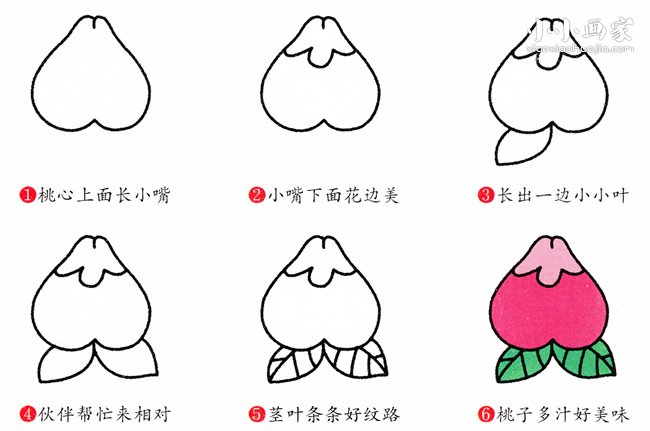 绘本故事美味桃子简笔画画法图片步骤