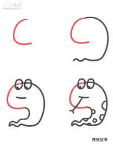 绘本故事字母C简笔画卡通小蛇的画法图片步骤