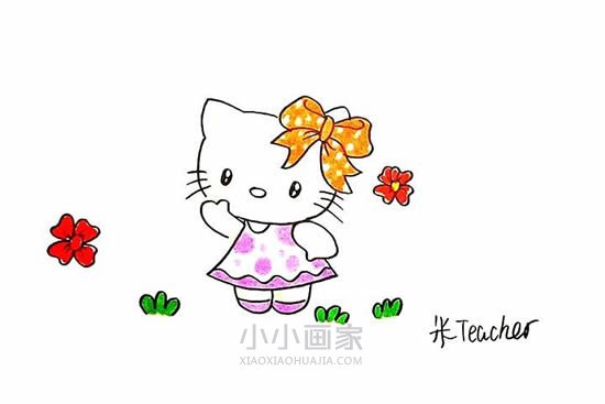 漂亮又可爱的凯蒂猫简笔画画法图片步骤步骤1