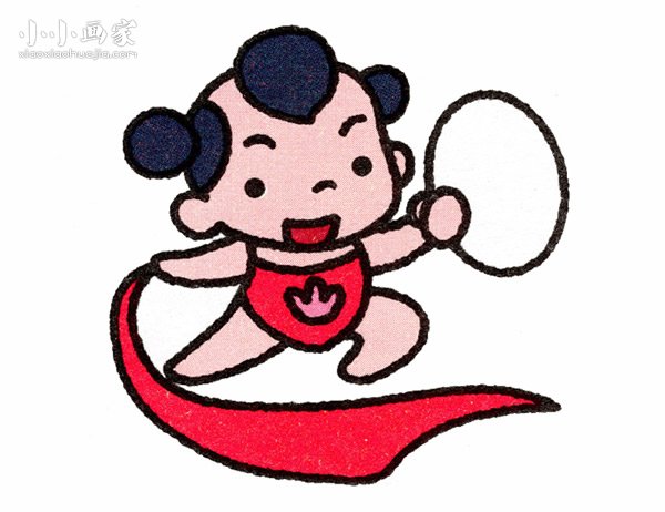 彩色哪吒简笔画画法图片步骤步骤1