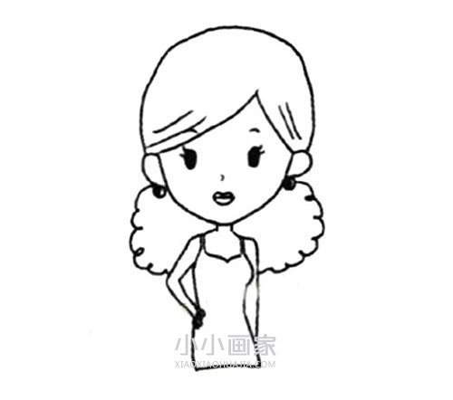 时尚阿姨简笔画画法图片步骤步骤4