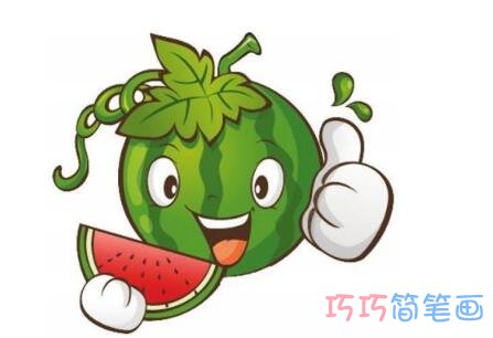 怎么画西瓜 涂颜色的西瓜儿童画图片步骤1