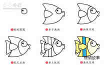 绘本故事彩色热带小鱼简笔画画法图片步骤