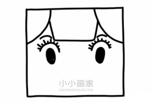 方方脸卡通女孩简笔画画法图片步骤步骤4