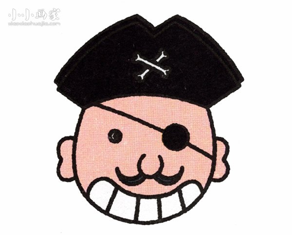 独眼龙海盗简笔画画法图片步骤步骤1