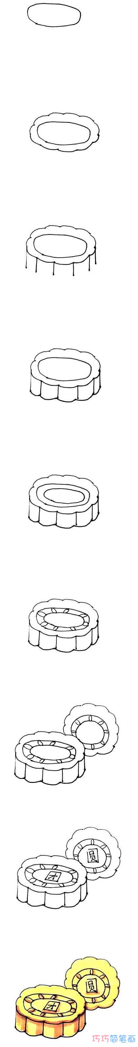绘本故事怎么绘画中秋月饼简笔画步骤教程带颜色