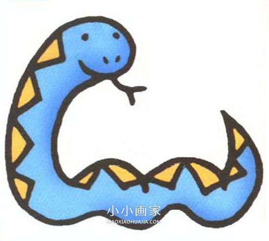 绘本故事彩色小蛇简笔画画法图片步骤