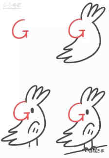 绘本故事字母G简笔画鹦鹉的画法图片步骤